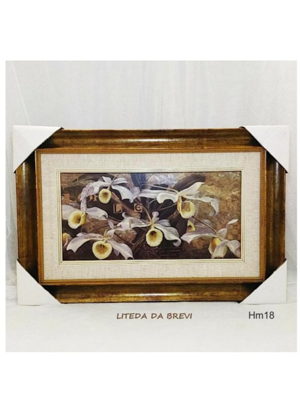 Liteda Da Brevi Signed Orchids Oil Painting w/ decent Wooden Frame. Brand New
